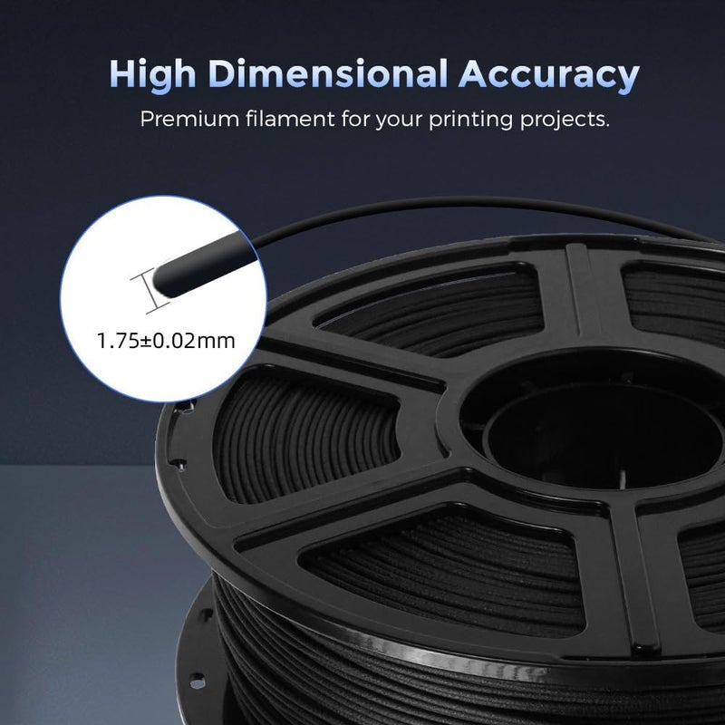 FLASHFORGE Carbon Fiber PETG Filament 1.75mm, Carbon Fiber PETG 3D Printer Filament, 1KG Spool Dimensional Accuracy +/- 0.02mm, Lightweight & Heat-Resistant & Moisture Free (Black) - Image 5